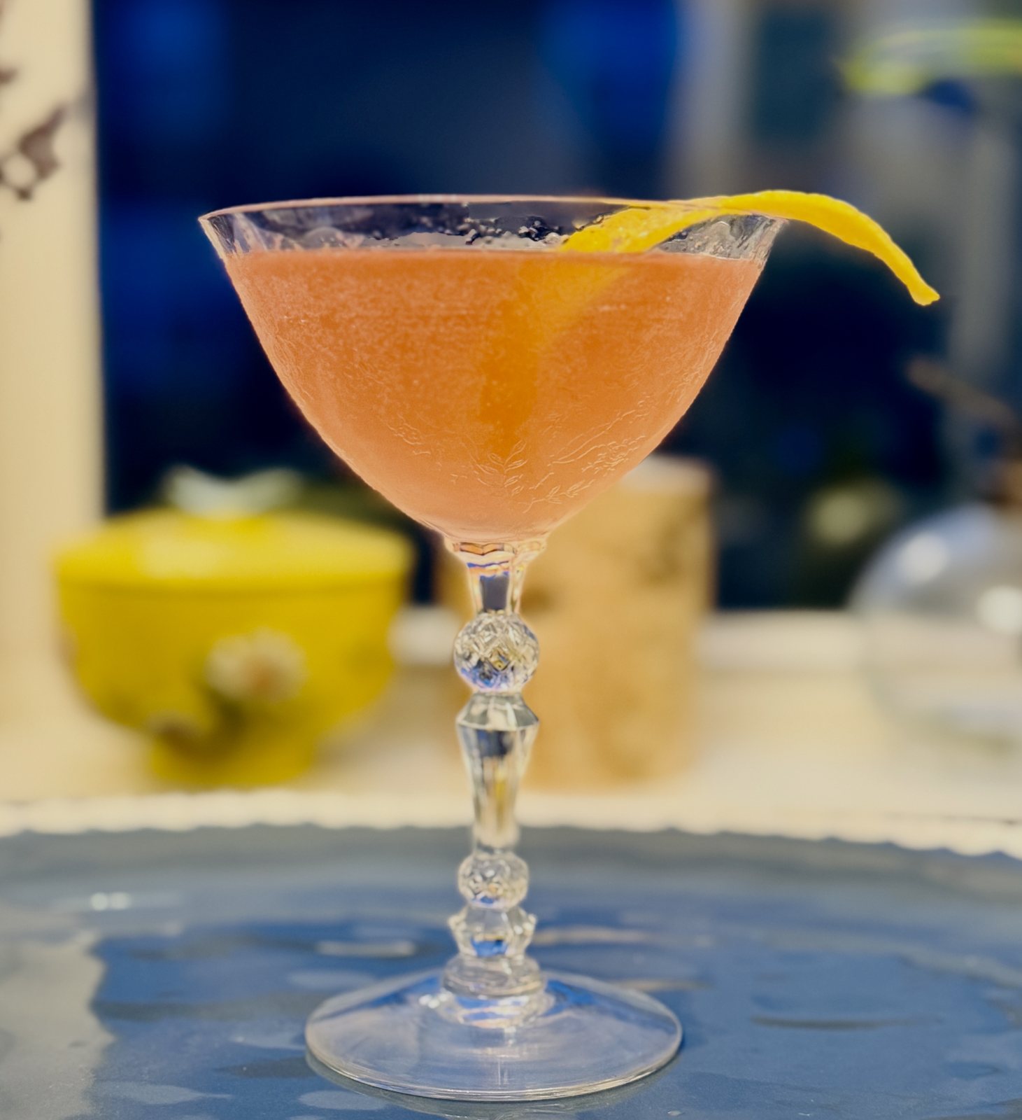 Craft signature cocktail with citrus garnish made by Legend Mobile Bar