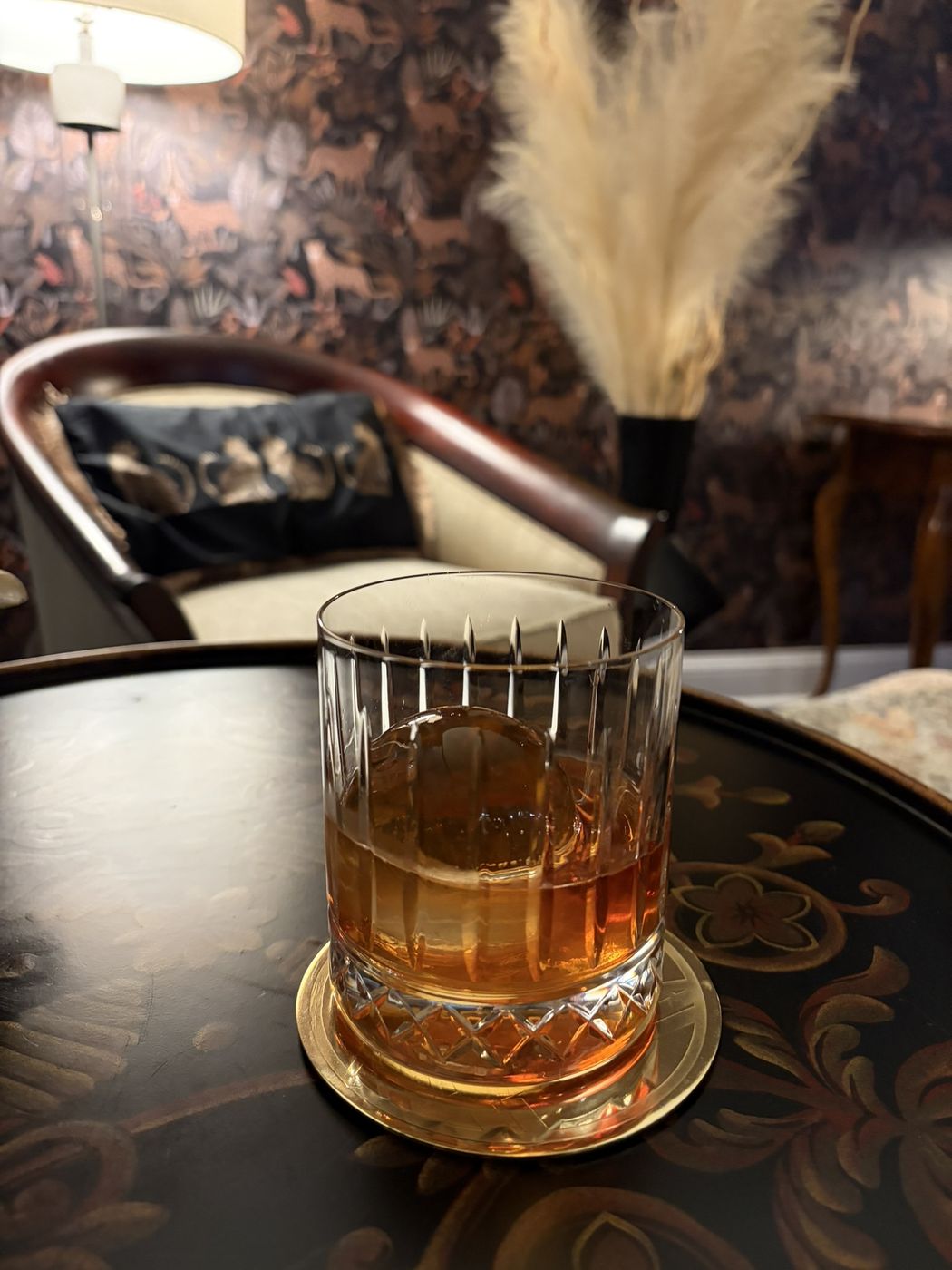Craft cocktail with fresh herb garnish