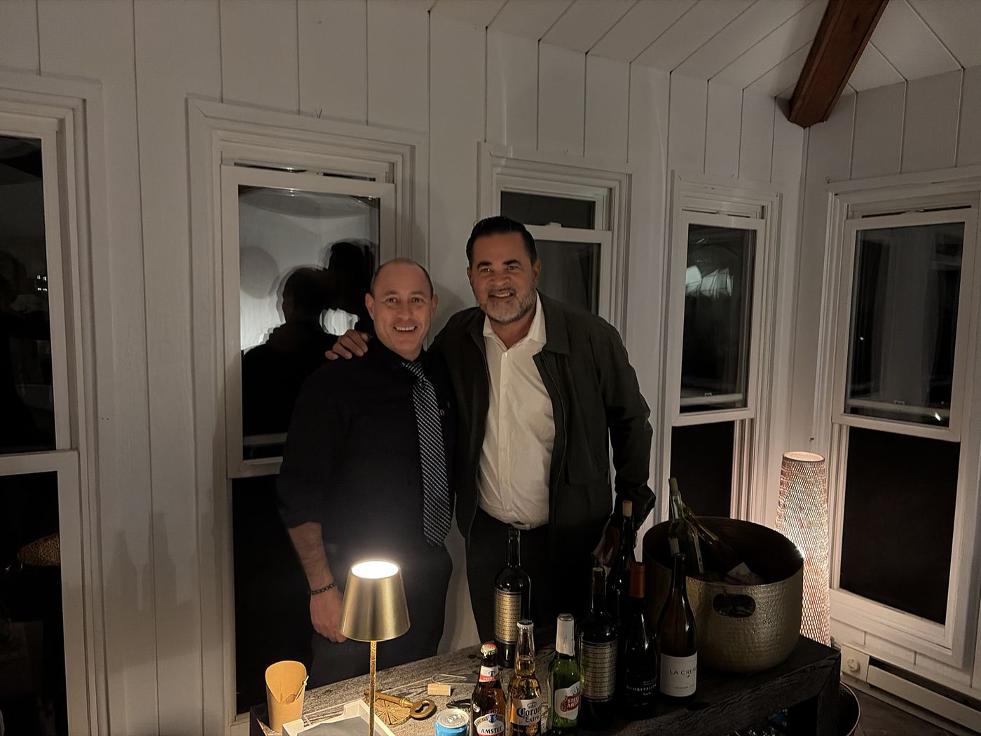 Bar cart staffed for an evening corporate gathering